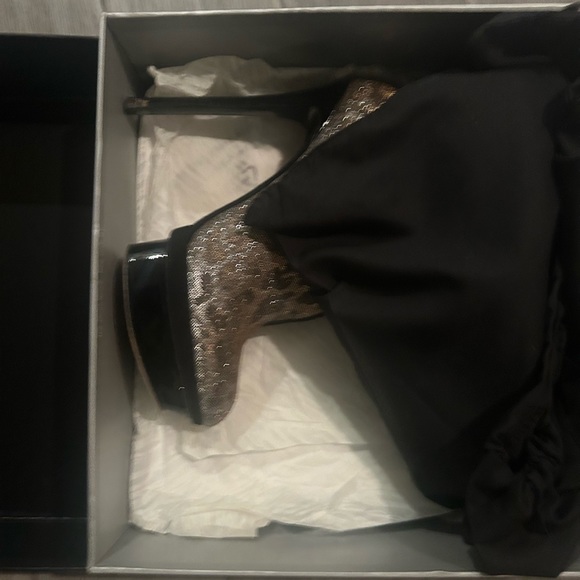 Brian Atwood Metallic Leopard platform Booties - Picture 3 of 5